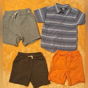 Boys Cat & Jack Striped Shirt and Shorts Set - Blue, Orange, Green, Brown